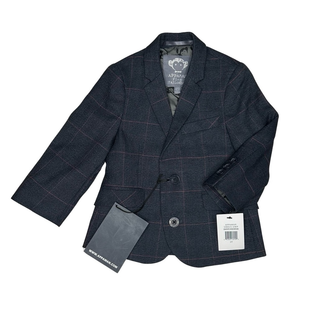 Appaman Graphite‎ Windowpane Suit Jacket Blazer